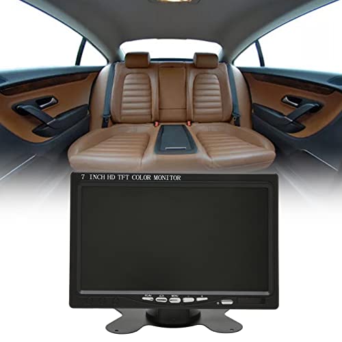 7 Inch TFT LCD autokleur Achteraanzichtmonitor, 1024 X 600 HD Car Monitor HDMI/VGA/AV Input Mini Monitor met luidsprekers voor parkeerreservekopie Achteraanzicht Camera(EU) 5