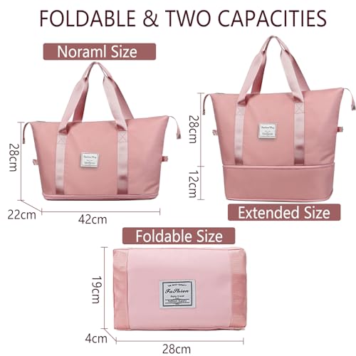 Reistas, opvouwbare sporttas weekendtassen voor vrouwen, lichtgewicht ziekenhuistas met natte en droge separatietas, grote reistas cabinetas voor sport en reizen