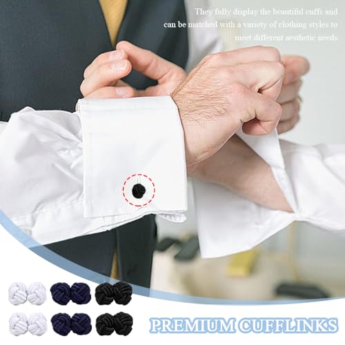 18 stuks Mannen Vrouwen Silk Stof Button Twisted Manchetknopen Set Premium Solid Knit Button Manchetknopen Elastische Stof Twist Button Gevlochten voor Shirt Dress Business Bruiloft(3 5