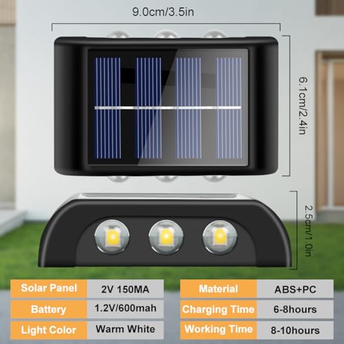 Solar Lamp Outdoor Verstelbare Zonnelampen Op en neer IP65 Waterdichte Wandlamp Draadloze Wandverlichting voor Garage, Tuin en Outdoor