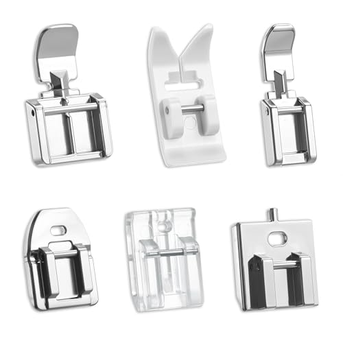 Pak van 6 naaiaccessoires, multifunctionele naaivoet, naaimachine accessoires, zomen voet, huishoudelijke accessoires, set, naaivoeten, naaimachine voeten, roestvrij staal, voor