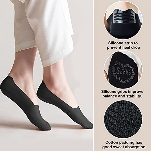 Onzichtbare Sokken voor Vrouwen 4 Pairs, Grootte Grootte 2-5 Geen Toon Sokken Vrouwen Non-Slip Ice Silk Cozy Sokken voor Loafers Hoge hakken, Naakt en Zwart, 2 Kort, Naakt en zwart 3