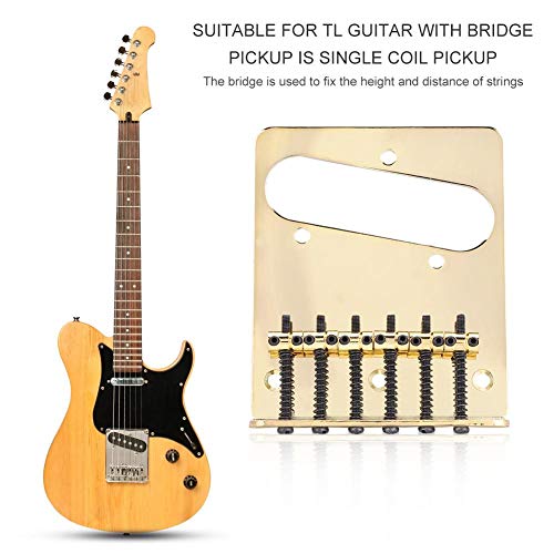 Telecaster Gitarrenbr ̈1cke, Metall Gitarrenbr ̈1cke mit Schrauben Schl ̈1ssel f ̈1r TL Tele Telecaster E-Gitarre mit Single Coil Pickup(Gold), Zoals getoond in de foto