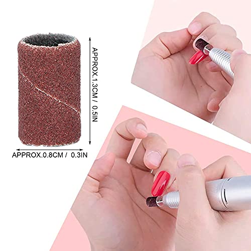 100Stuks Schuurriemen voor Nagelborstel,Nail Drill Bits met schuurriemen Set,Manicure Drill Bit Set Grit Nail Grinder Tape Professional Drill Pedicure Tool Manicure Polishing(HQ-06 Brown 240#) 3
