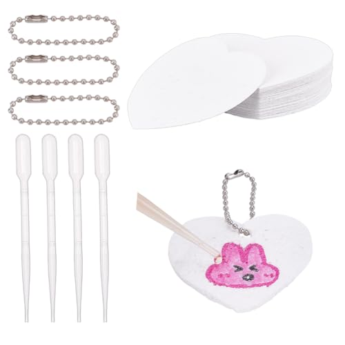Set van 26 DIY Texture Art Drawing Paper, 3D Magic Foam Painting Set met ijzeren bal, hangerkettingen en Plastic Droppers voor het schilderen ambachten, hart papier