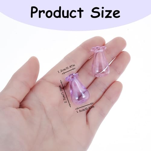 2 st. Minikathaar Vaaskathaar Vaas miniatuur vaas kleine glazen vazen Cat Cord Haarhouder voor honden of Kat haar Keepsake Micro landschap DIY (Roze + 3