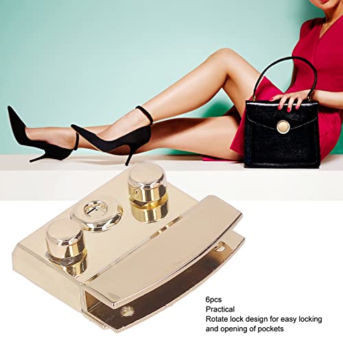 6Stuks Turn Lock Sluiting Lichtgouden portemonnee Buckle bevestigingsmiddelen Hardware voor DIY Craft Portemonnees Handtas Craft Project