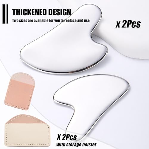 Guasha Gua Sha Tool Set van 2 roestvrij staal Guasha voor gezicht upgrade metaal Gua Sha Slanker gezicht Jaw Line Sculptor Gua Sha Massage Tools voor gezicht ogen 4