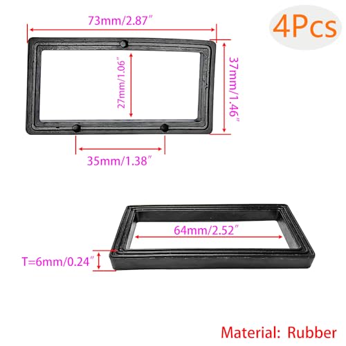Verpakking van 4 rubberverzegelingsringen, platte afdichting, overloopafdichting, voor overloopkop en overloopkoppen (ASIN B0791XNZQX, B09YHKL23P), 73 x 37 x 6 mm