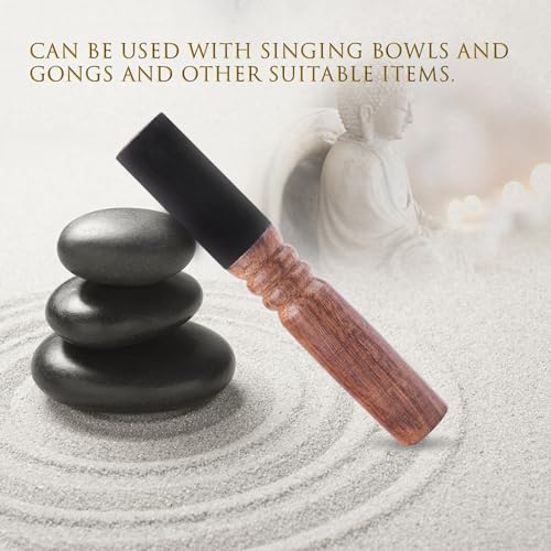 Handgemaakte Peach Wood Singing Bowl Mallet Premium leer verpakt, Uitstekend vakmanschap, voor zingen Bowls, Gongs 4