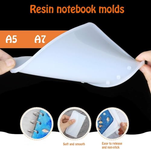 2st/set A5 A7 Notitieboek Vorm Siliconen Craft Making Mold Semi Transparant Mold voor DIY Epoxy Resin Crystal Notepad Cover 3