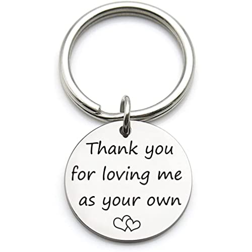 Boots Keychain Gifts Dank u voor het houden van mij als uw eigen sleutelhanger stiefmoeder Gift, stiefvader Gift, adoptie sleutelhanger, zilver, M, zilver