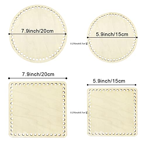 Zak bodem voor haak, 2 maten, Creative Square Ronde Bag Bottom Natural Wood voor Haakvideo, Handgemaakte zak bodem voor DIY mand vlechten, ambachten, Home Decor 3
