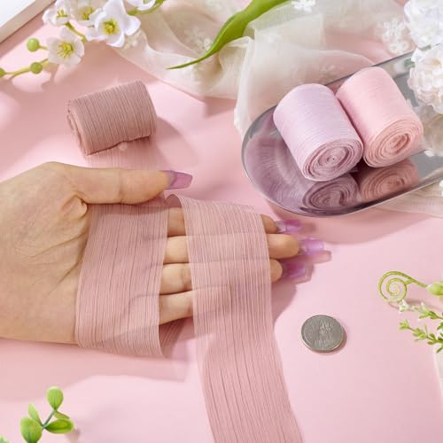 3 rollen gerimpeld chiffon pint 3 kleuren 36 mm gerimpeld polyester verrommeld deurenschijnend organza pint voor strikkransen boek ontwikkeling klassiek decoratie, koraal 5