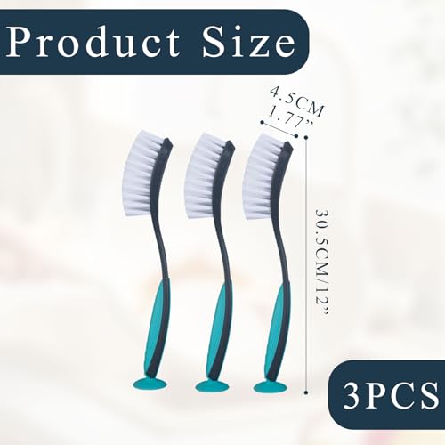 Afwasborstel Set van 3 Afwasborstels met Zuigbeker Keukenborstel Afwasborstel Afwasborstel Keukenborstel Keukenborstel voor Potten Tafelgerei Afwastafels 30,5 x 4,5 cm