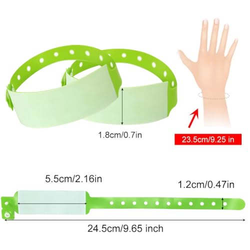 ID polsband Volwassenen, 100 Pack Wegwerpbaar Event Polsbandjes PVC Teens Safety ID armband - Volwassenen, Groen 5