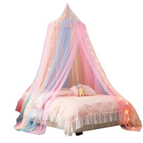 Muggen Net voor Bed Muggen Net Bed voor Dubbele Bed Enkel Bed Kleurrijke Sterren Glow Canopy Hangen Muggen Net voor reizen decoreren en thuis