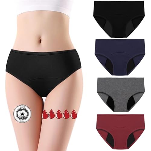 Menstrueel slipje Absorberende Leakproof slipje voor zware bloeding 30 ml Katoen Menstrual slipje voor vrouwen Absorberende Herbruikbare S/M/L Verpakking van 4