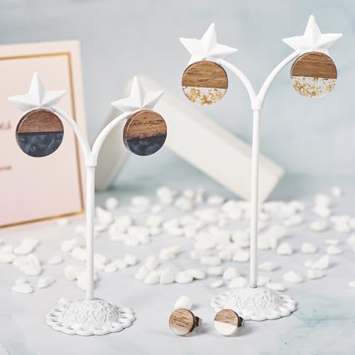 PH 24st Mixed Color Resin & Walnut Wood Flat Ronde Oorbellen met roestvrij stalen pin voor vrouwen, 12 stijlen, oorbellen