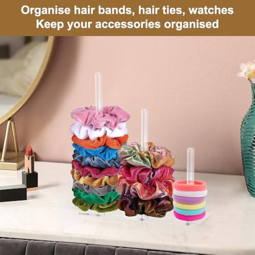 3 Lagen Acryl Scrunchie houder, Transparant Weergave, Hairband Weergave houder, sieraden Stand, Hair Tie Organizer sieraden Stand Meisjes voor Headband Claw Clip Armbanden 5