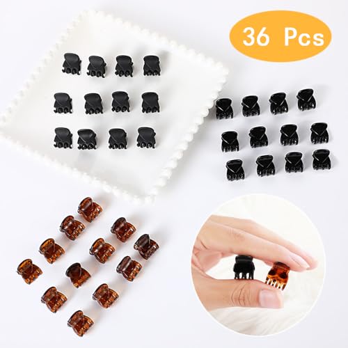 36 Stuks Hair Clips, Plastic Mini Claw Hair Clips, Non-Slip Hair Catch, Kleine Jaw Clips, Haar Accessoires voor meisjes vrouwen (Zwart & Bruin) 4