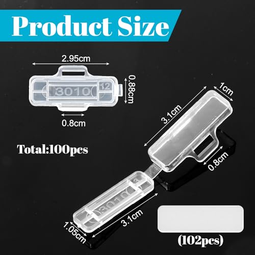Verpakking van 100 transparante kabelbrieven met labelpapier, kabeletiketten, herkenningsdoos, herbruikbaar voor het markeren en sorteren van alle soorten kabel