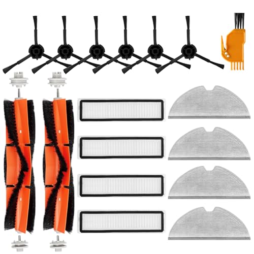 Pack of 17 Spare Parts Compatibel met Dream D9 D9 Max L10 Pro Stofzuiger Accessoires, Trouver Finder Robot Stofzuiger Inclusief 2 hoofdborstels, 6 zijborstels, 4 filters, 4 doekjes, 1