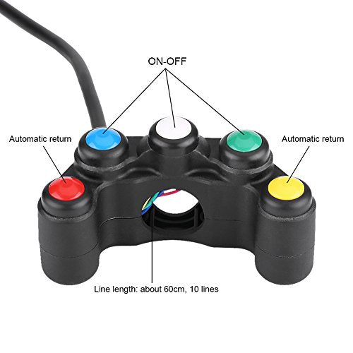 Koplampschakelaar Relais Universele 22mm motorhendel 5 in 1 Hazard rem mistlicht Hoorn AAN/UIT Switch 4