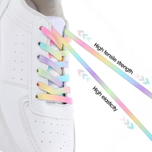 8 Stuks 120 cm Rainbow Laces, Kleurrijke Flat voor Trainers, Regenboog Gradient Laces voor Sneakers Running Shoes Sportschoenen 3