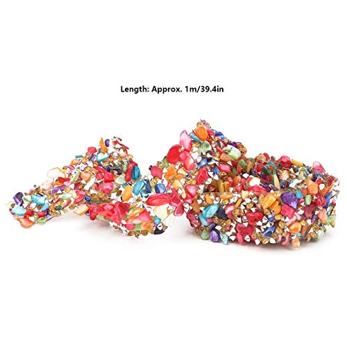 39inch Kleurrijke Stone Trim Flat Stof Lint Strijkijzer op Patch Kunststeen Stone Kralen Strijkijzer op Applique Ketting Verfraaiing Naaien voor DIY Craft (3,5cm Multi-Color Stones Tape) 3