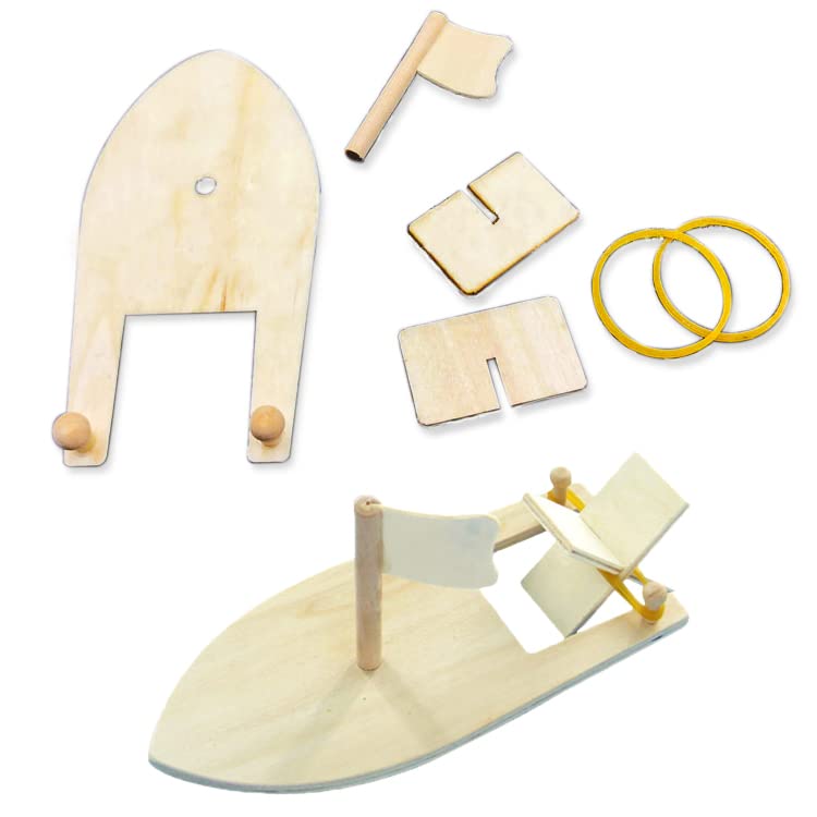 6 stuks DIY houten zeilboot, DIY houten kinderschip, zeilboot modellen, voor het ontwikkelen van creatieve denken in kinderen