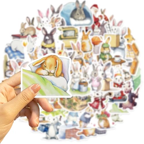 Bunny Sticker Set Stickers voor kinderen tieners 50 stuks Konijn Waterdicht Vinyl Sticker Laptop Skateboard Koffer Helm Auto Fiets mobiele telefoon Motorrijwiel Bike Scrapbook Cadeau 4