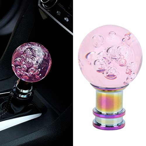Gear Shift Knob, Universele handmatige automatische Shift Knob, Acryl + Metaal Shifter, Roze Crystal Look, met 3 Thread Adapters 4