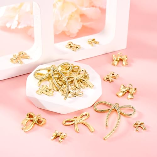 40 st Legering Bedels met gouden boog voor het maken van oorbellen, Kettingen, sieraden 3