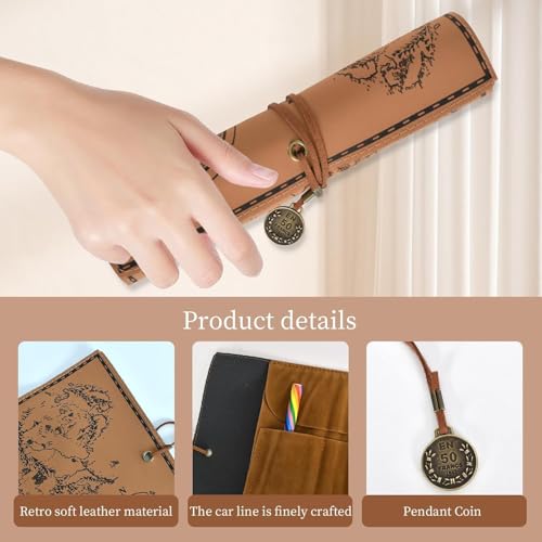 Zee Creative Treasure Map Retro Canvas leer grote capaciteit opgerolde potlood geval leuke eenvoudige schrijfbus Rolled Potlood geval 4