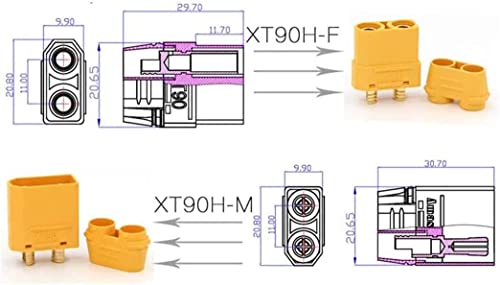 20st 10 Paren XT90 Plugs, XT90 Man Vrouwelijke Connector, XT90H Batterijpluggen voor RC Lipo Batterij Helikopter Quadcopter (10 st XT60H Plug + 10 st XT60H Socket) Isolatiehoes 3