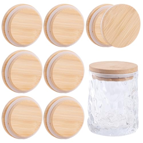 Verpakking van 8 Bamboe Behoud Jar deksels, luchtdichte deksel met normale opening en silicone zegel voor het fermenteren, plaatsen en opslaan van standaard 7 cm Jars, Moccasin