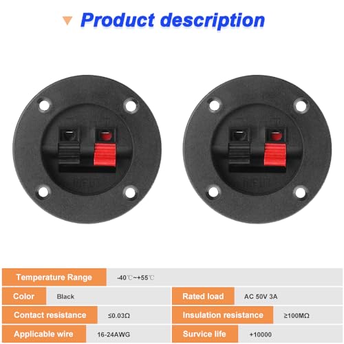 Speaker Box Terminal Koppels, 2-Position Ronde Stereo Cup Connectors, Link Pole Cable Terminal Cup (4, 2,95 inch)
