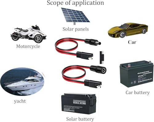 2st 14AWG SAE naar DC Connector, DC 5.5x2.1mm naar SAE Plug, 12V SAE Plug, Power Connector voor zonnepanelen en batterijen (60cm/1Pair) 5