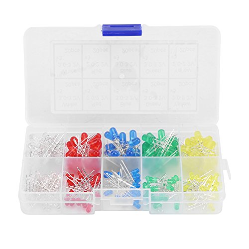 200Stuks 3mm 5mm Mini 5 Kleuren Lichte bollen LED Bollen Diverse rood geel wit Groen Blauw Ronde 2 Pin Diffused LED Luminous Diodes Kit Set met Labeled Plastic Opbergdoos