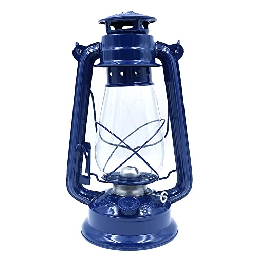 30cm Vintage Storm Lantaarn Lichten Olielamp Burning Lantaarn Retro Kerosene Lampen Klassieke Olielamp Tafel Lantaarns voor thuis, Tuin, Camping Citronella - Blauw