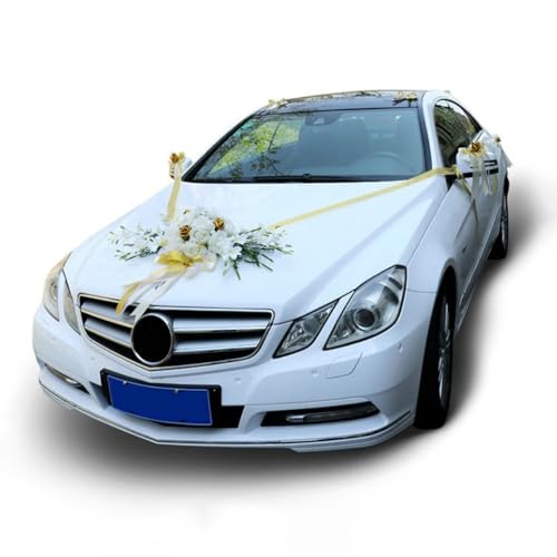 Auto juwelen, motorkap, bruiloft auto decoratie, rozen, bloemen, bruiloft decoratie, auto decoratie, bruiloft, auto, bloemenslinger, trouwauto, decoratie, bruiloft, auto, sieraden bloemenslinger, goud