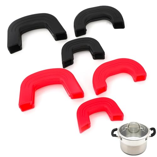 6 stuks Siliconen Pot Handgrepen, Siliconen Assist Hot Pan Handvat Houder, Bescherming voor Pot Handgrepen, Geschikt voor de meeste Potten en Pannen