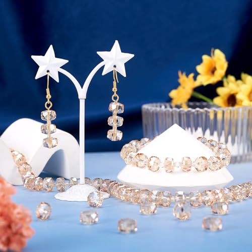 60 st. Rondelle Glazen Kralen 10mm Transparante Regenboog Vergulde Glas Spacer Kralen Crystal Facet Ambachten Kralen voor DIY armband sieraden maken, PeachPuff