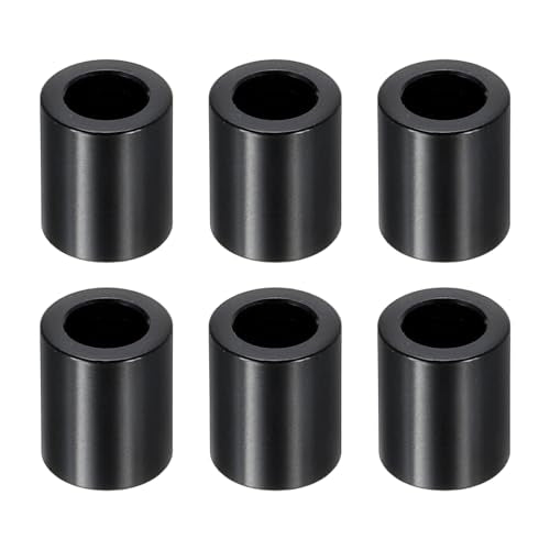 M6 Aluminium Spacers, 6Pcs Metaal Spacers Aluminium 6.2mm ID x 10mm OD x 12mm L Aluminium Spacer Schroef Standoff Ronde voor 1/4" of M6 Schroeven Bolts, Zwart