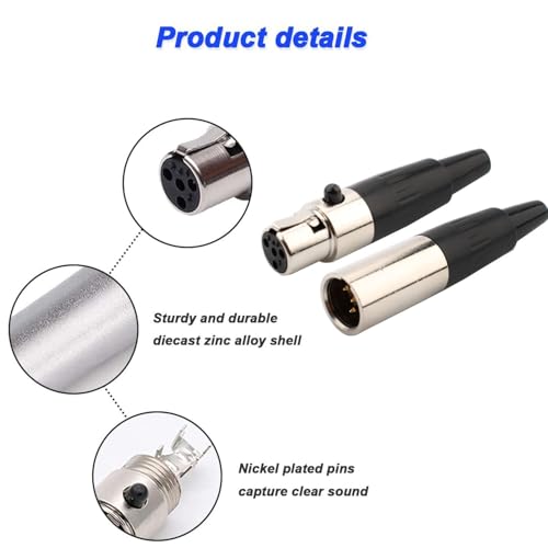 4 Pack Solder Connectors XLR 4 Pin Mini 4 Pin XLR Connectors, XLR Man / Vrouwelijke Connector, Microfoon Kabel Plug, Microfoon Audio Jack, Stereo XLR Connectors 4