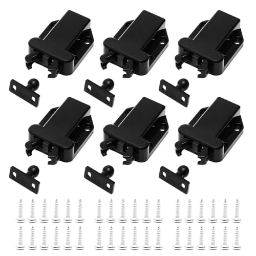 Sea 6pcs Touch Release Vangst Kabinet Push om te openen Vangslot Zwarte Push Latch voor kabinet en lade