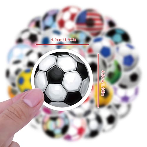 Voetbal Sticker Set, 50 stuks, Waterdichte Vinyl Stickers voor auto, Motorfiets, Fiets, Skateboard, Snowboard, Bagage, Laptop, Koffer, Helm, Motorfiets, Computer