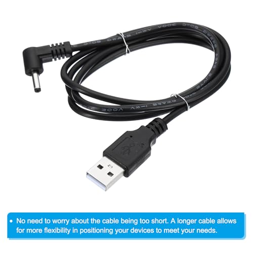 Power Cord 3ft USB 2.0 Type A naar DC 3.5 x 1.35 mm Hoek 90 Degree Jack Plug Pack van 5 Adapter Kabel Socket Ventilator Opladen Kabelluidsprekerlamp zwart 5