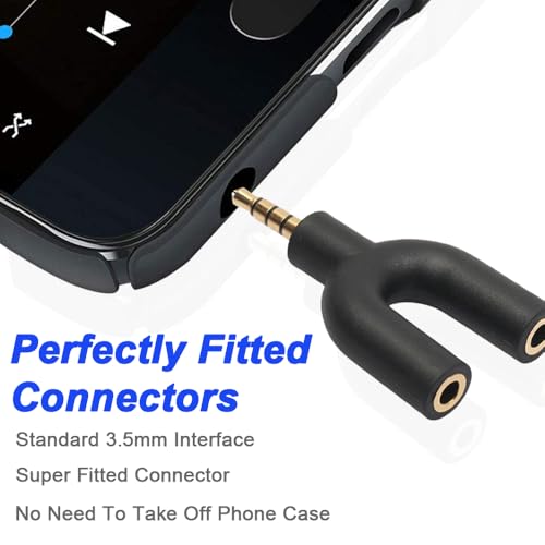 Hoofdtelefoon Y Splitter 3.5mm, 3.5mm Stereo Jack to 2 Port Dual 3.5mm Audioadapter voor headset, koptelefoon, smartphone, MP4, MP3 (6 stuks), 6 kleuren) 4